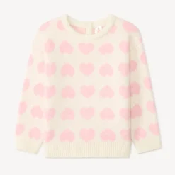 Pull à manches longues imprimé cœurs pour bébé fille