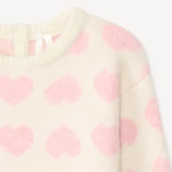 Pull à manches longues imprimé cœurs pour bébé fille