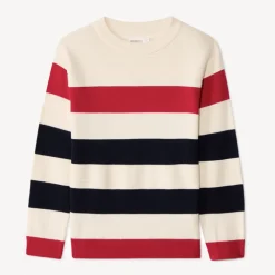 Pull manches longues rayé en tricot pour garçon
