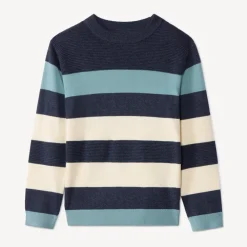 Pull manches longues rayé en tricot pour garçon