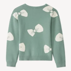 Pull manches longues semi-oversize motif nœud pour fille