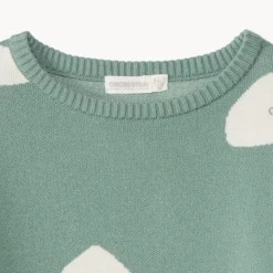 Pull manches longues semi-oversize motif nœud pour fille