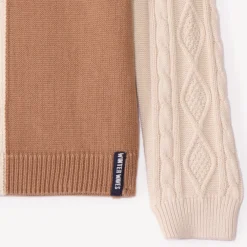 Pull manches longues tricolore en tricot torsade pour garçon