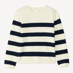 Pull marinière en tricot avec cœurs ajourés pour fille