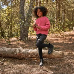 Pull oversize en tricot torsadé uni pour fille
