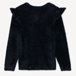 Pull pelucheux en tricot et volants fantaisies pour fille