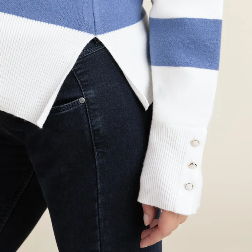 Pull rayé en maille coupé-cousu pour femme
