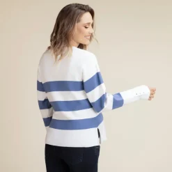 Pull rayé en maille coupé-cousu pour femme