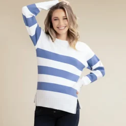 Pull rayé en maille coupé-cousu pour femme