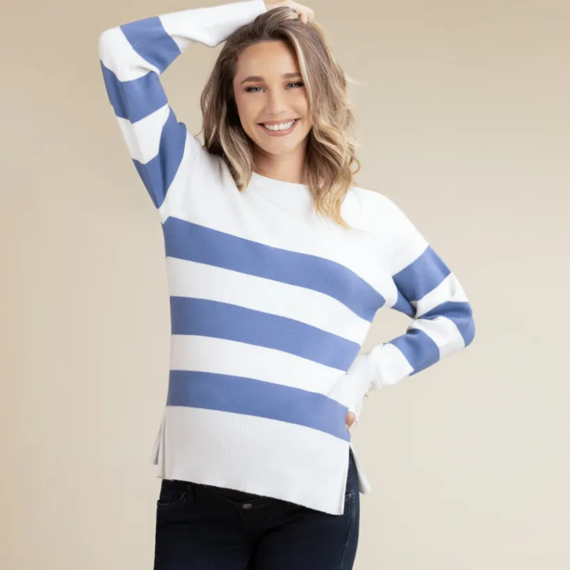 Pull rayé en maille coupé-cousu pour femme