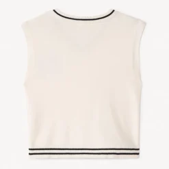 Pull sans manches en tricot et broderie pour fille