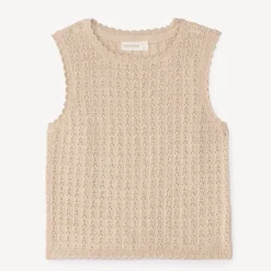 Pull sans manches en tricot fantaisie pour fille