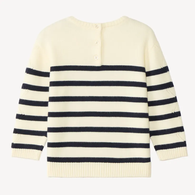 Pull tricot point fantaisie style marinière pour bébé fille