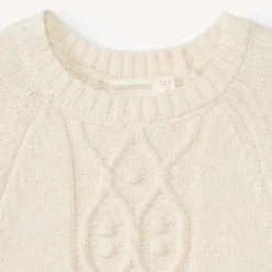 Pull uni en tricot torsadé scintillant pour fille