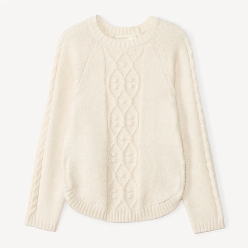 Pull uni en tricot torsadé scintillant pour fille