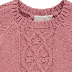 Pull uni en tricot torsadé scintillant pour fille