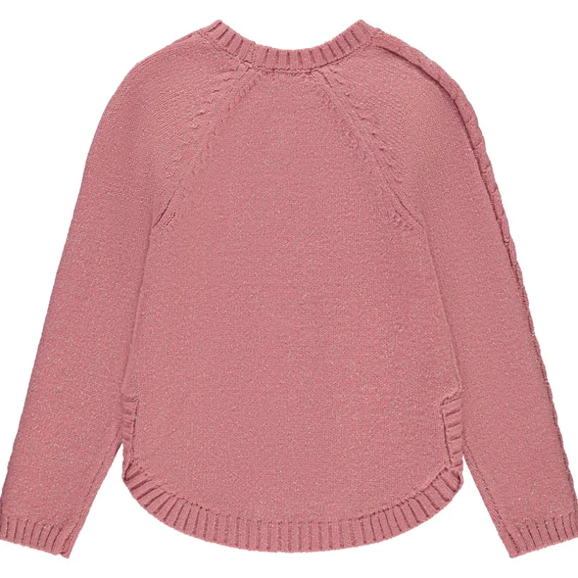 Pull uni en tricot torsadé scintillant pour fille