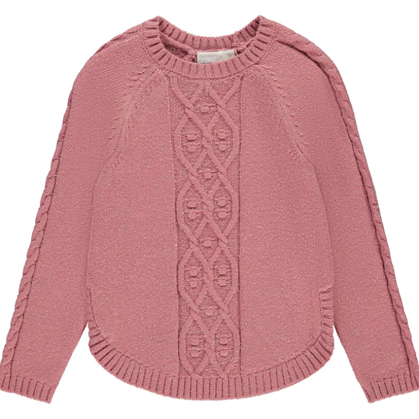 Pull uni en tricot torsadé scintillant pour fille