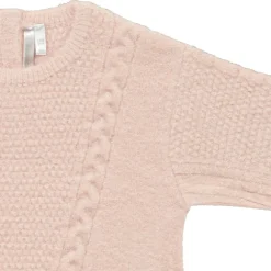 Pull uni rose en tricot multipoint pour bébé fille