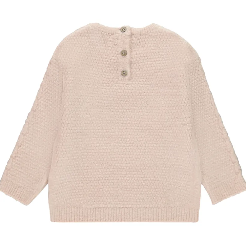 Pull uni rose en tricot multipoint pour bébé fille