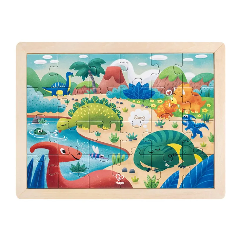Puzzle dinosaures 24 pièces 2 en 1 avec coloriage