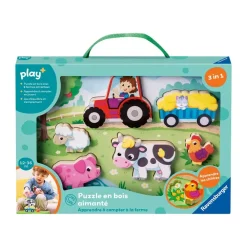 Puzzle en bois aimanté Apprendre à compter à la ferme Play+