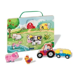 Puzzle en bois aimanté Apprendre à compter à la ferme Play+