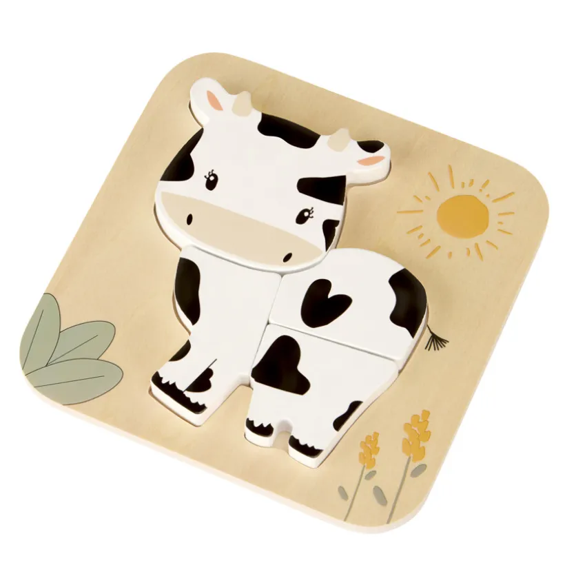 Puzzle en bois 4 pièces Vache
