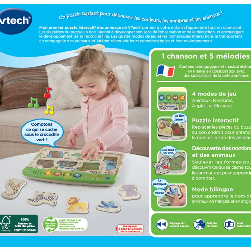Puzzle interactif en bois Mon Premier Puzzle des Animaux
