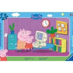 Puzzle 15 Pièces Devant l'Ordinateur - Peppa Pig