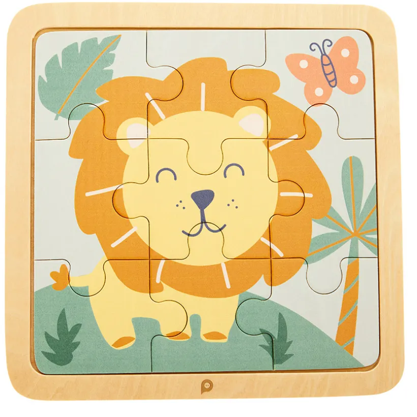 Puzzle 9 pièces en bois Lion