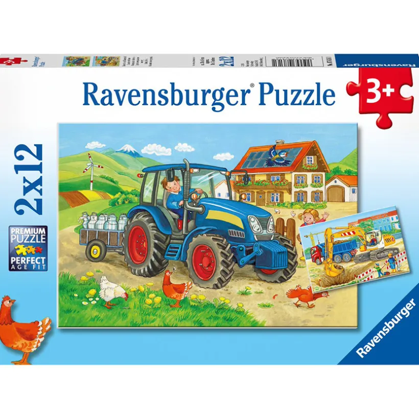 Puzzles 2 x 12 Pièces Chantier et Ferme