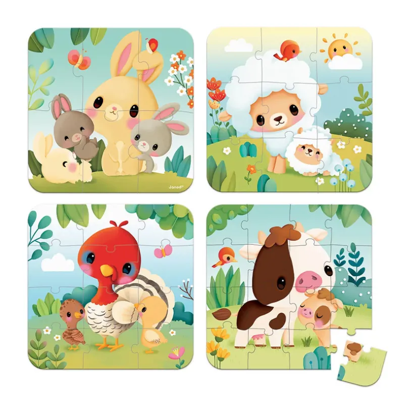 Puzzle évolutif animaux de la ferme 6 à 16 pièces