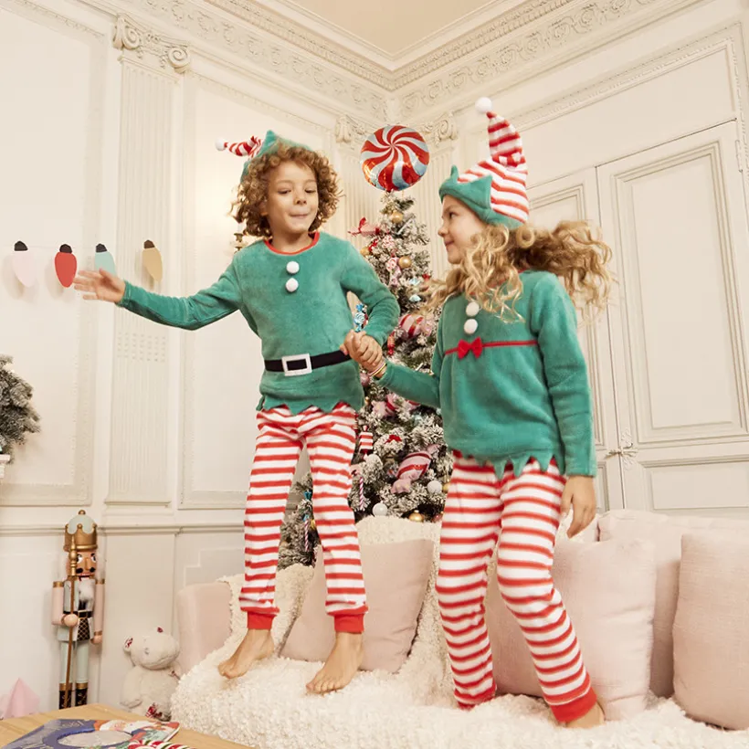 Pyjama + bonnet de Noël lutin pour garçon
