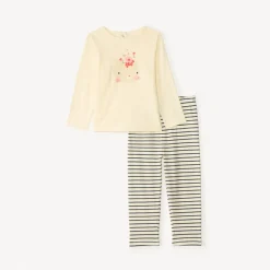 Pyjama léger 2 pièces chat pour bébé fille avec finitions différentes selon l'âge