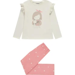 Pyjama 2 pièces avec t-shirt à volants + bas imprimé pour fille