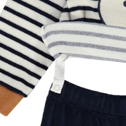 Pyjama 2 pièces en velours patch brodé ours pour bébé garçon