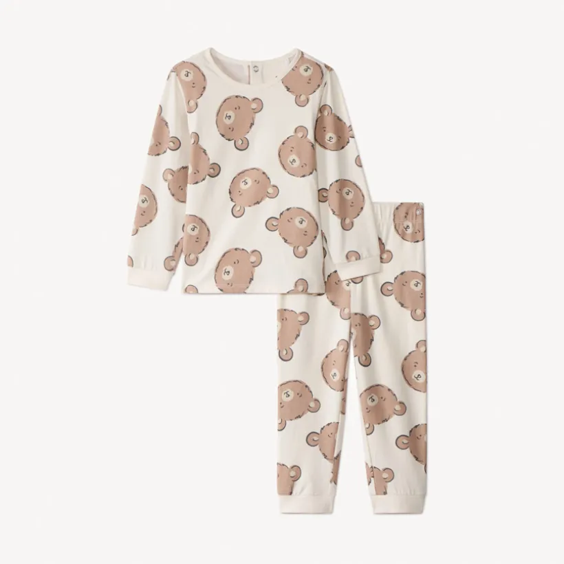 Pyjama 2 pièces imprimé oursons pour bébé avec finitions différentes selon l'âge