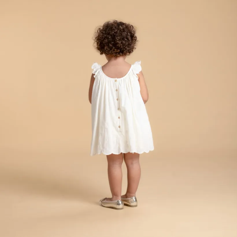 Robe barboteuse de cérémonie en broderie anglaise pour bébé fille