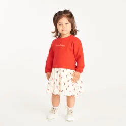 Robe bébé fille effet 2 en 1 imprimé tulipe