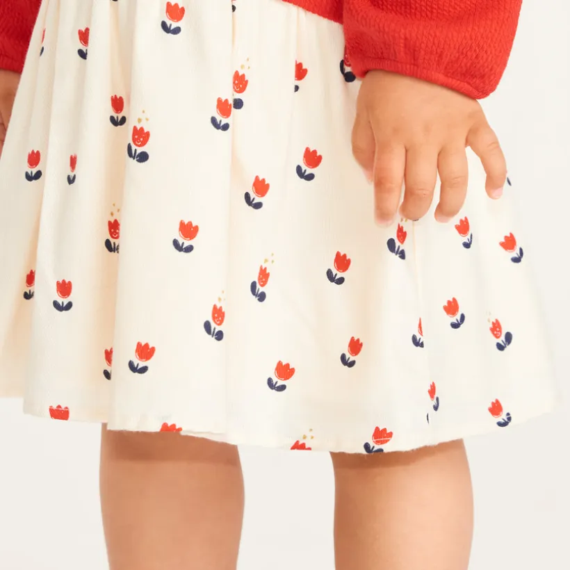 Robe bébé fille effet 2 en 1 imprimé tulipe