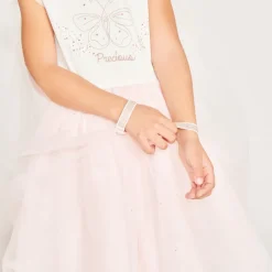 Robe bi-matière avec sa cape en tulle et sa couronne pour fille