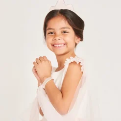 Robe bi-matière avec sa cape en tulle et sa couronne pour fille