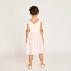 Robe bi-matière avec sa cape en tulle et sa couronne pour fille