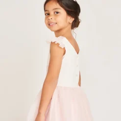 Robe bi-matière avec sa cape en tulle et sa couronne pour fille
