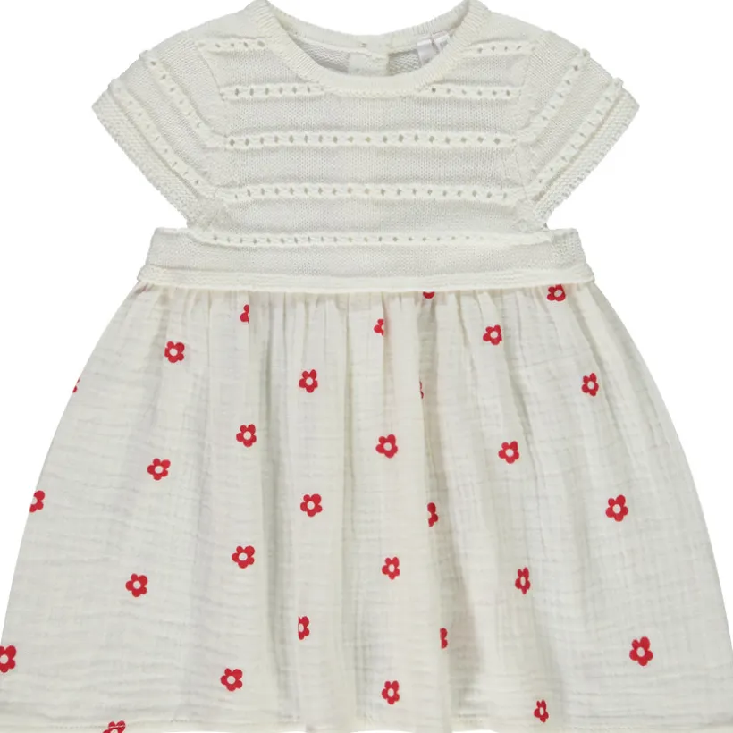 Robe bi-matière effet 2 en 1 imprimé fleurs pour bébé fille