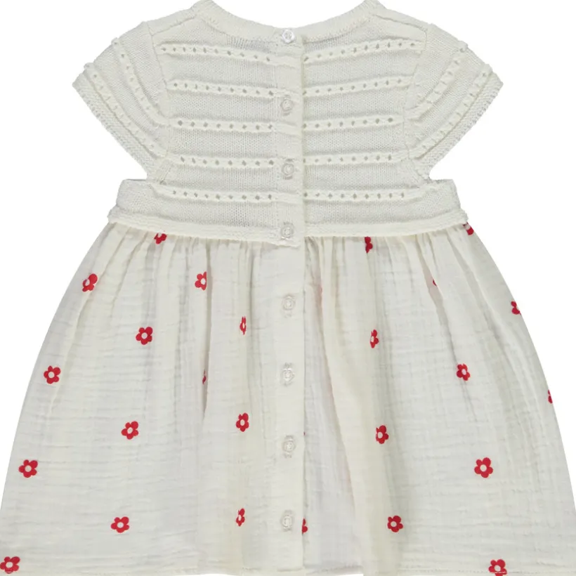 Robe bi-matière effet 2 en 1 imprimé fleurs pour bébé fille