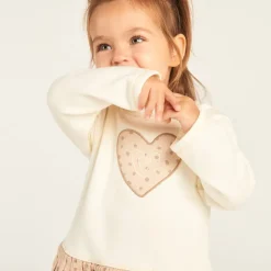 Robe bi-matière effet 2 en 1 à pois pour bébé fille