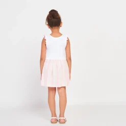 Robe bi-matière effet 2 en 1 printée et rayée pour fille