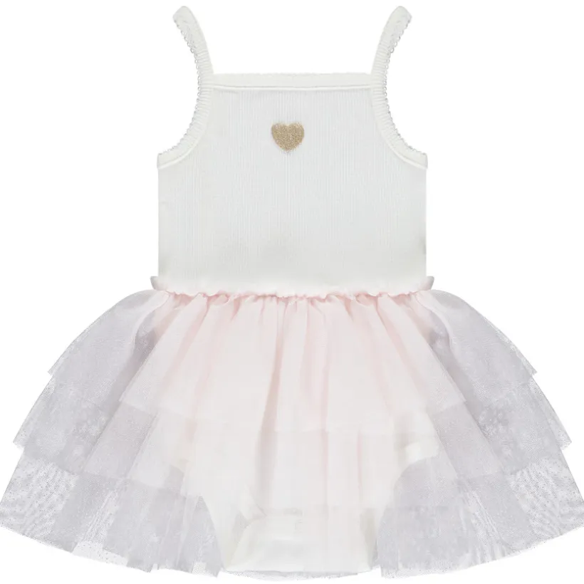 Robe body effet 2 en 1 avec tulle volanté pour bébé fille